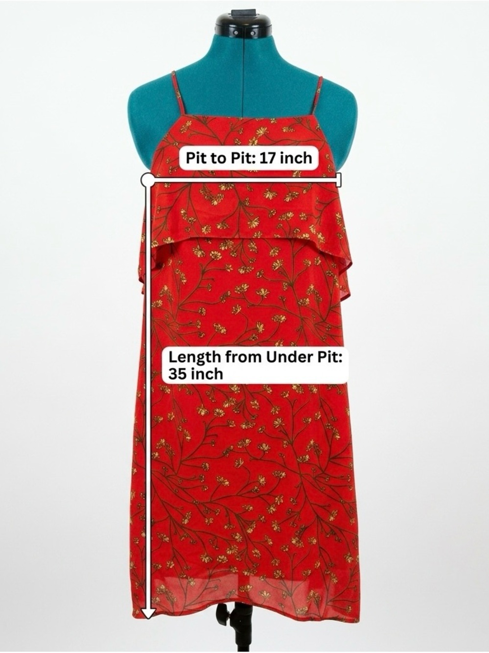 Tabitha Webb Red Floral High-Low Sundress with Spaghetti Straps - Picture 7 of 7